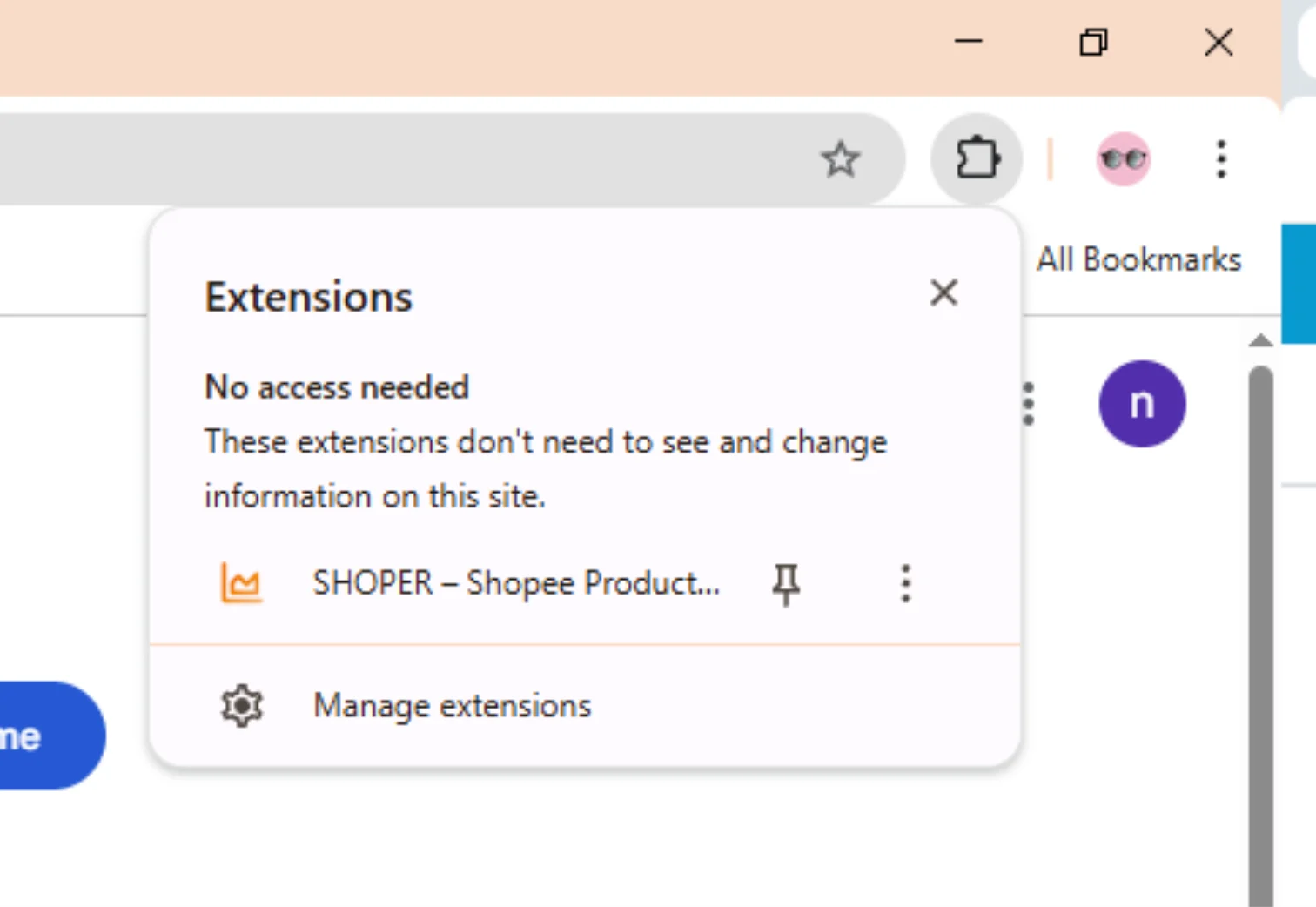 Panduan cara membuka popup ekstensi SHOPER
