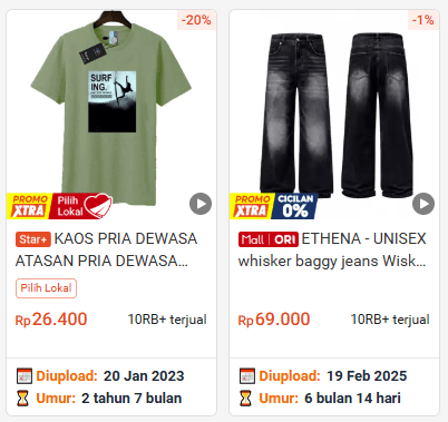 Contoh tampilan fitur SHOPER